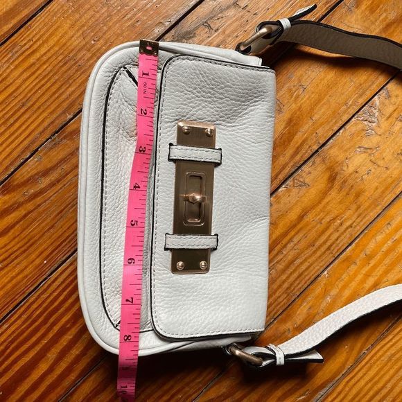 Talbots White Turn-Lock Pebbled Leather Shoulder Bag, MSRP $129 - Picture 9 of 11